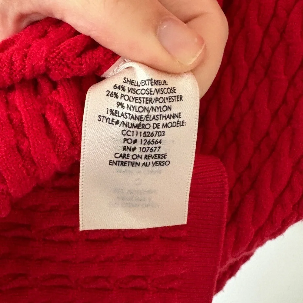 Alice + Olivia Yuna Cable Knit Mini Dress Bright Poppy Long Sleeve